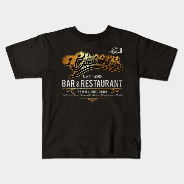 Sam's Bar in Boston 80s Worn Out Kids T-Shirt by Alema Art